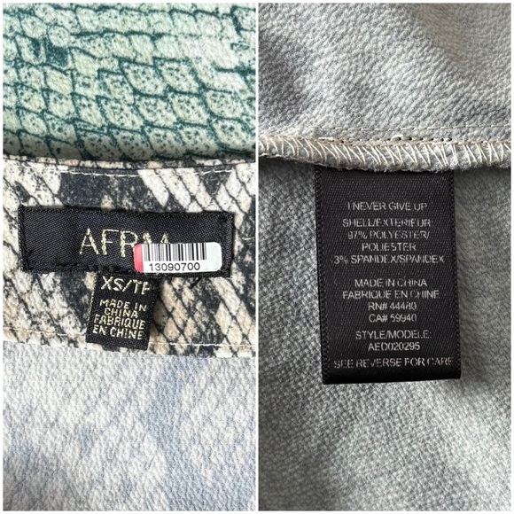 AFRM Teal Ombre Colorblock Snake Print Puff Sleeve Tie Plunge V-Neck Dress XS - Picture 6 of 7